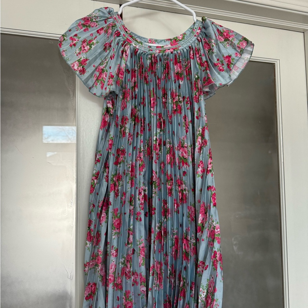 Charming Floral Kids Dress - Blue and Pink